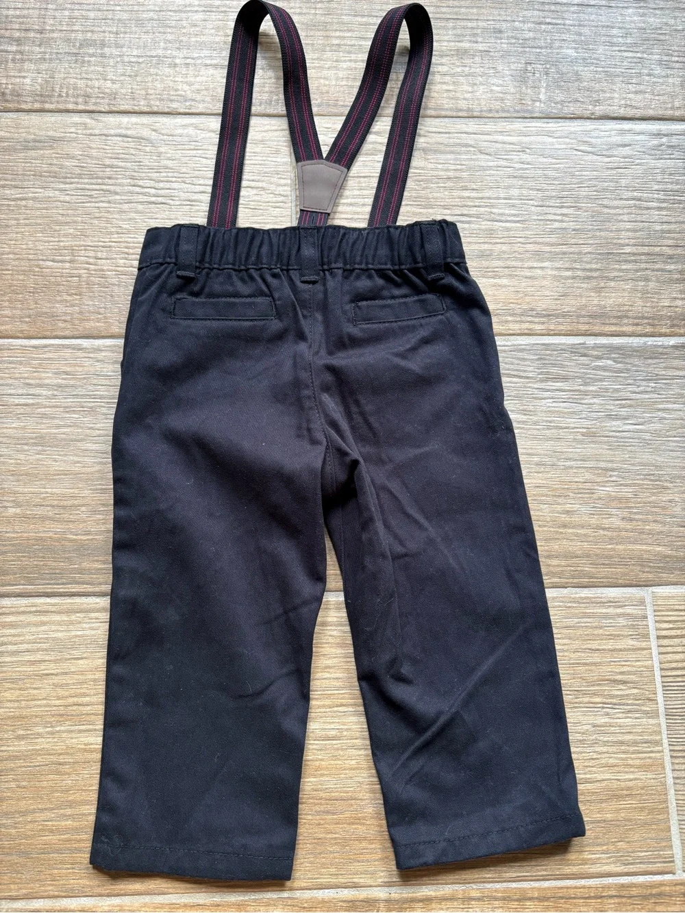 Black Carters Kids' Dress Pants with Stripe Suspenders, Size 12 months